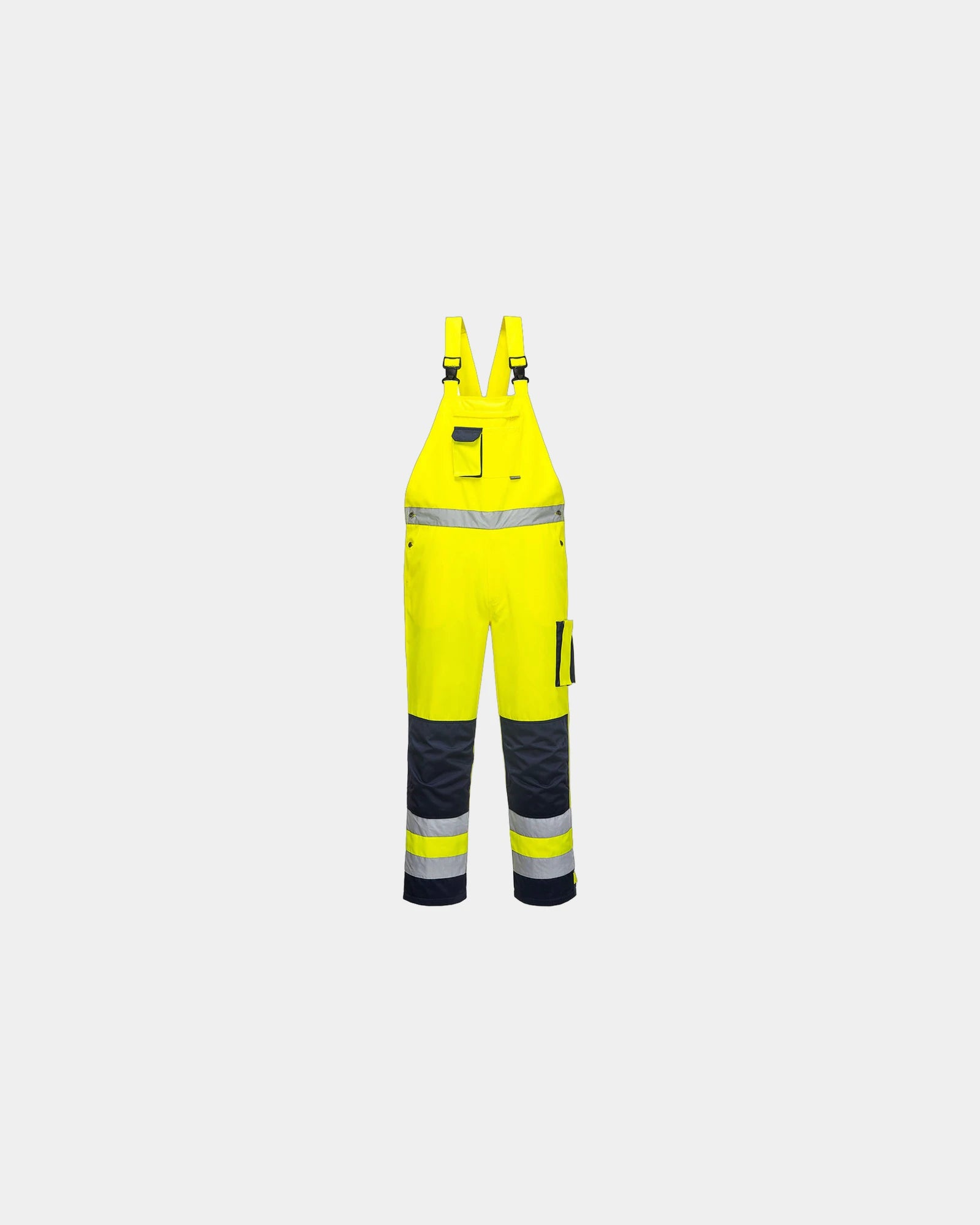 Tuinbroek HV tweekleurig multipockets om te personaliseren - Geel-Marineblauw